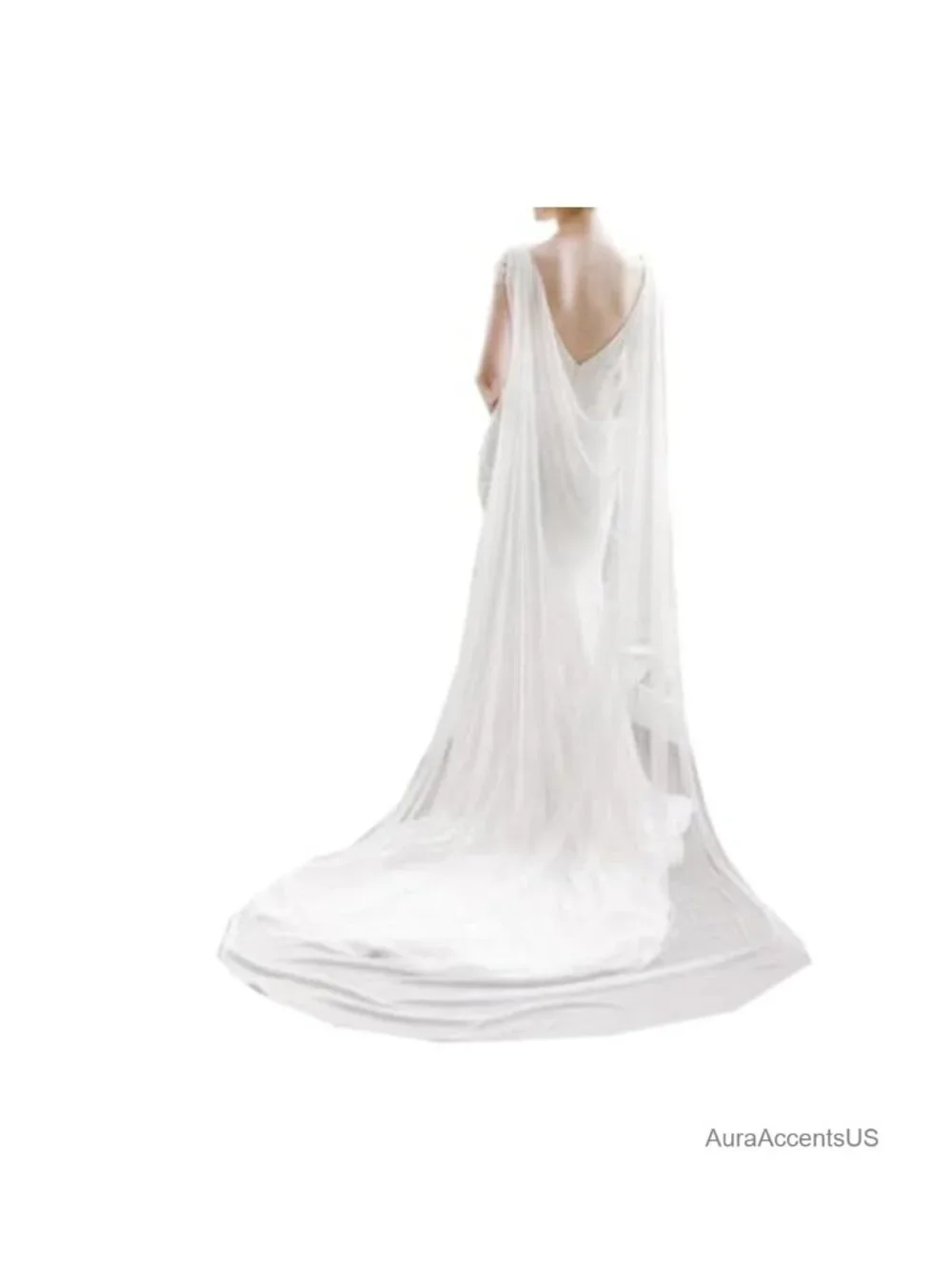 Cathedral bridal cape veil long tulle wedding shawl